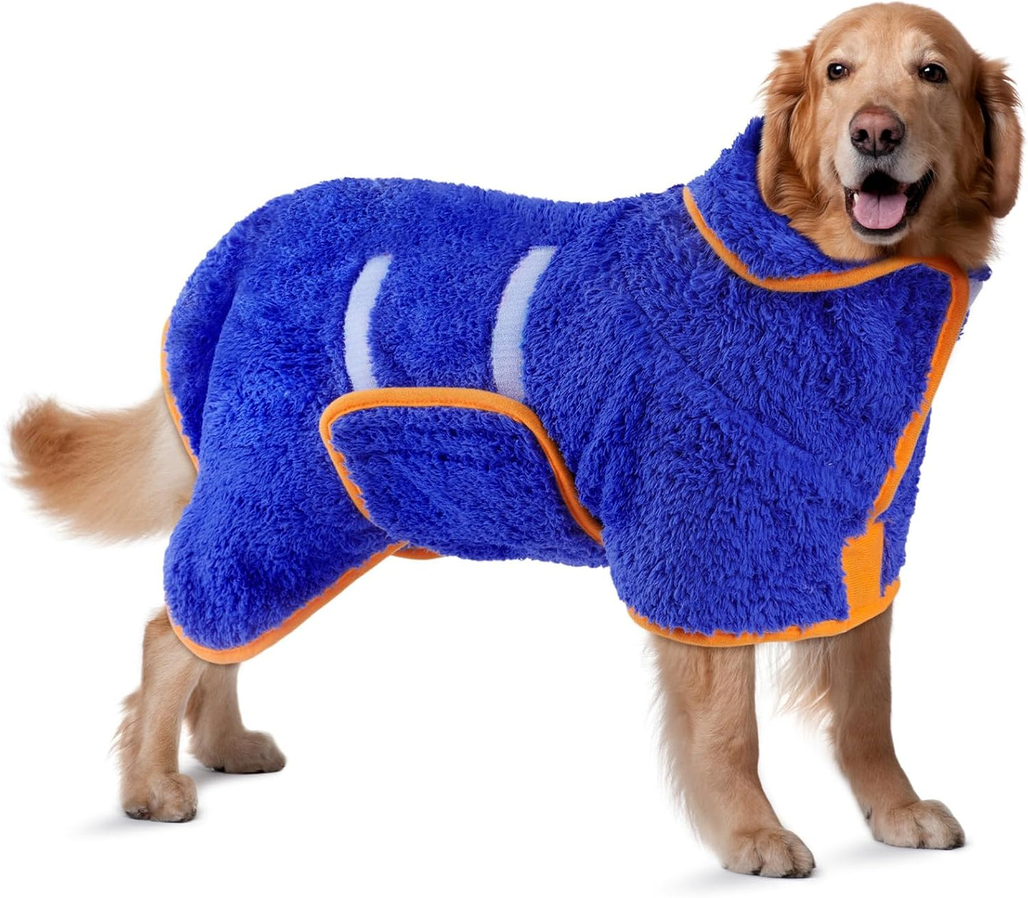 Dog Bathrobe, Quick Drying Super Absorbent Dog Robes for after Bath, Warm Keeping Dogs Towel, Dogs Bath Supplies, Dark Blue XL