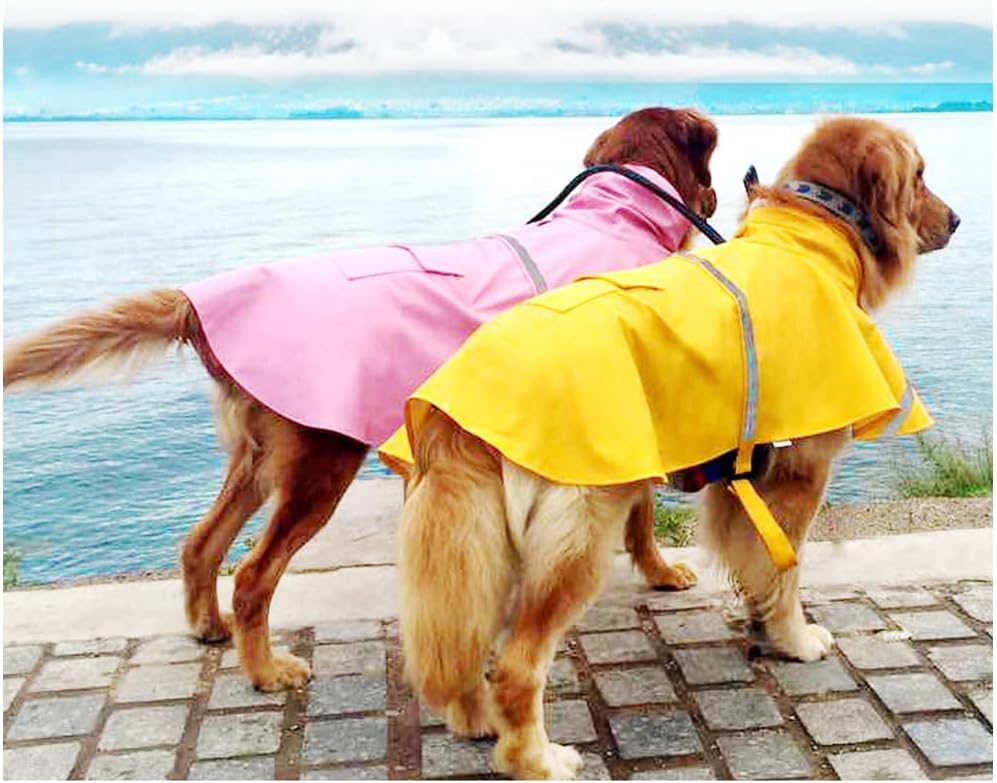 Dog Raincoats with Reflective Strip Hoodie, Poncho Jacket for Large Dogs