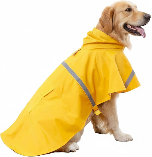 Dog Raincoats with Reflective Strip Hoodie, Poncho Jacket for Large Dogs