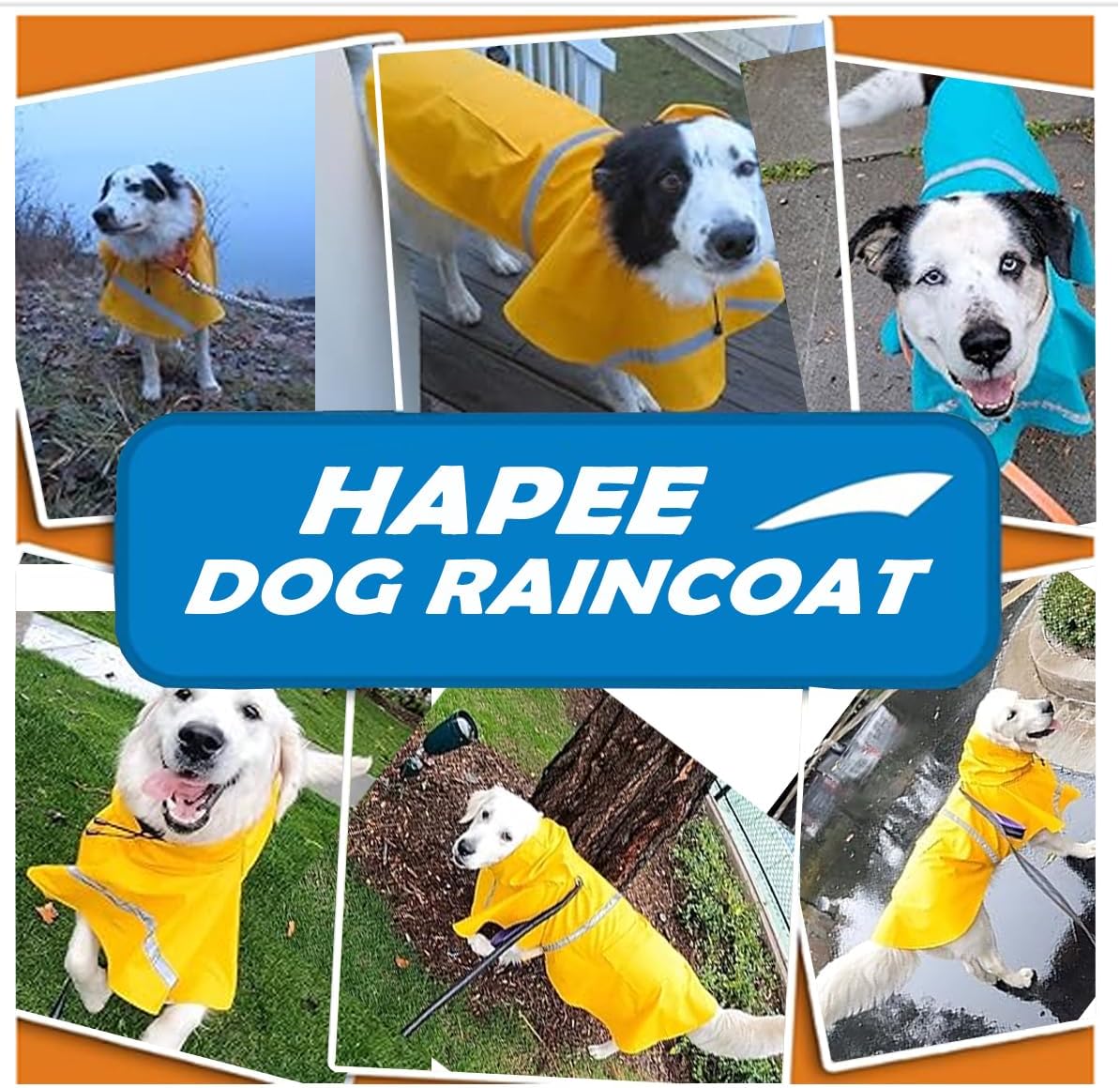 Dog Raincoats with Reflective Strip Hoodie, Poncho Jacket for Large Dogs
