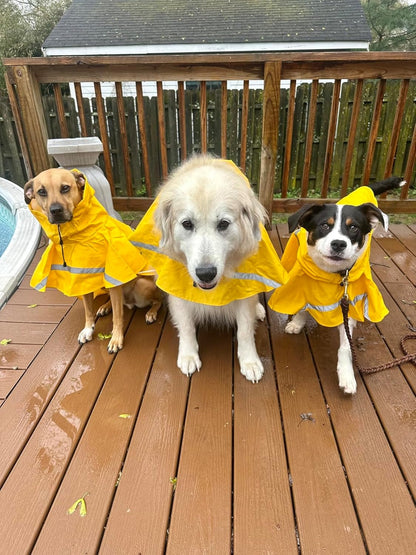 Dog Raincoats with Reflective Strip Hoodie, Poncho Jacket for Large Dogs