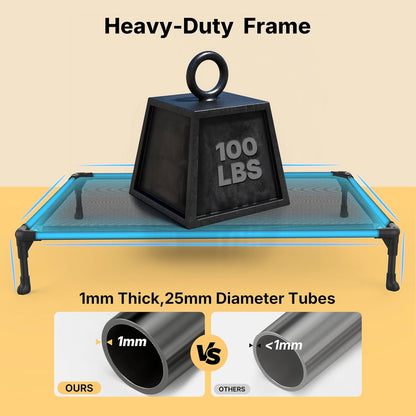 Outdoor Elevated Dog Bed Large Sized Dogs, Large Cooling Raised Dog Cots Beds Training Platform off Ground Hammock with Breathable Mesh, No-Slip Feet, 42"X30", Black