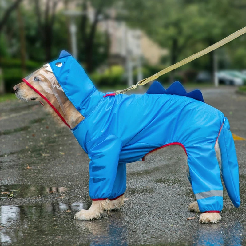 Stay Dry in Style: Waterproof Dog Raincoat with Reflective Features and Adjustable Hood for Large Breeds