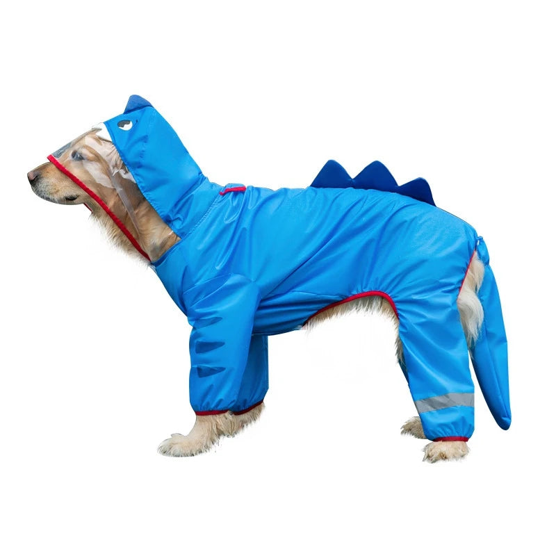Stay Dry in Style: Waterproof Dog Raincoat with Reflective Features and Adjustable Hood for Large Breeds