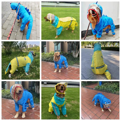Stay Dry in Style: Waterproof Dog Raincoat with Reflective Features and Adjustable Hood for Large Breeds