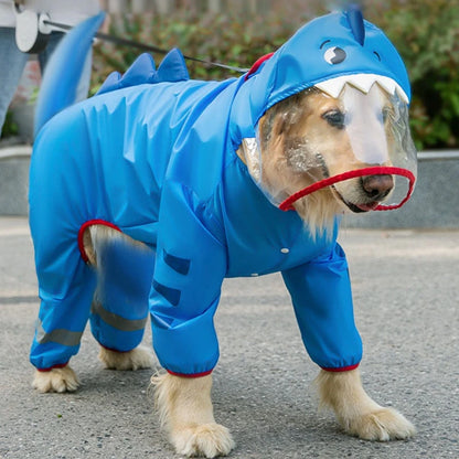 Stay Dry in Style: Waterproof Dog Raincoat with Reflective Features and Adjustable Hood for Large Breeds