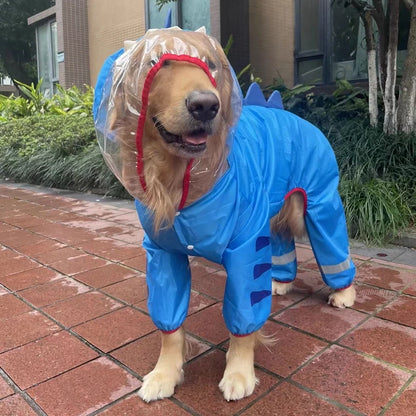Stay Dry in Style: Waterproof Dog Raincoat with Reflective Features and Adjustable Hood for Large Breeds